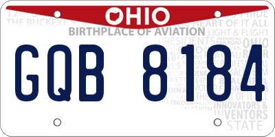 OH license plate GQB8184