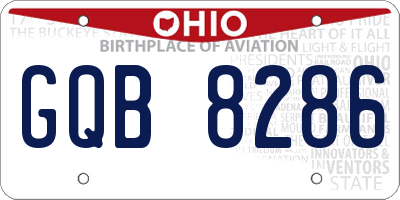 OH license plate GQB8286