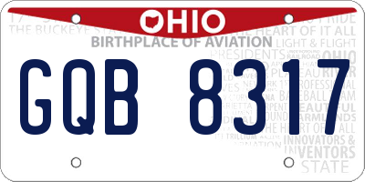 OH license plate GQB8317