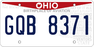 OH license plate GQB8371