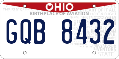 OH license plate GQB8432