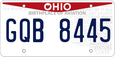 OH license plate GQB8445