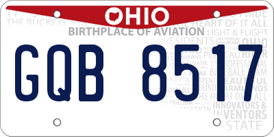 OH license plate GQB8517