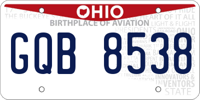 OH license plate GQB8538