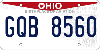 OH license plate GQB8560