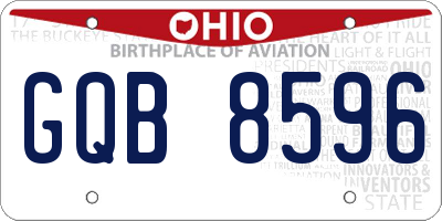 OH license plate GQB8596