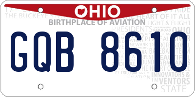 OH license plate GQB8610