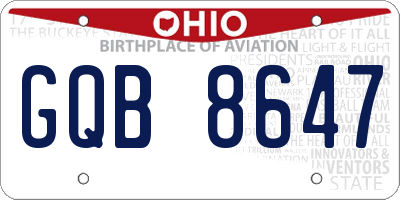 OH license plate GQB8647