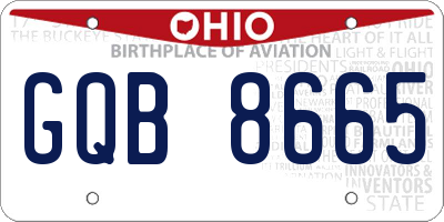 OH license plate GQB8665