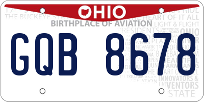 OH license plate GQB8678