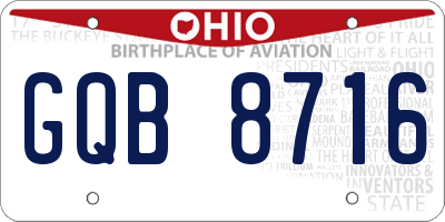 OH license plate GQB8716