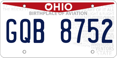 OH license plate GQB8752