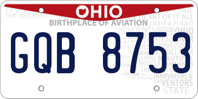 OH license plate GQB8753