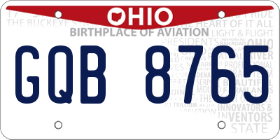 OH license plate GQB8765