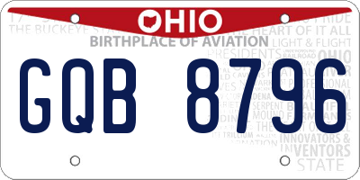 OH license plate GQB8796