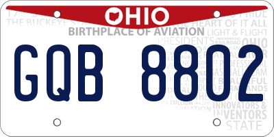 OH license plate GQB8802