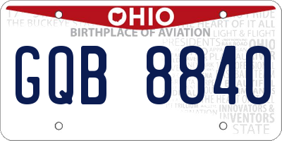 OH license plate GQB8840