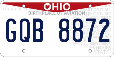 OH license plate GQB8872