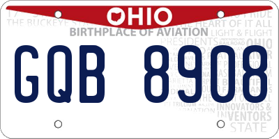 OH license plate GQB8908