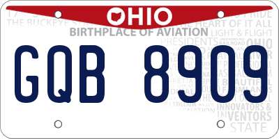 OH license plate GQB8909