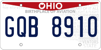 OH license plate GQB8910