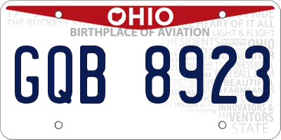 OH license plate GQB8923