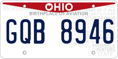 OH license plate GQB8946