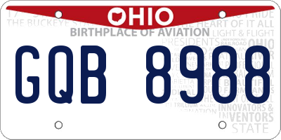 OH license plate GQB8988