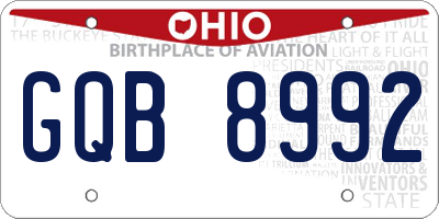 OH license plate GQB8992