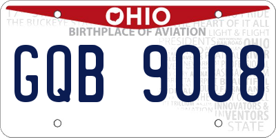 OH license plate GQB9008