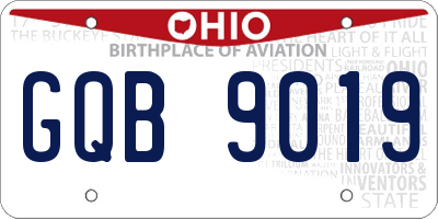 OH license plate GQB9019