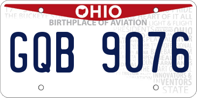 OH license plate GQB9076