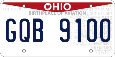 OH license plate GQB9100