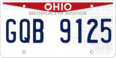 OH license plate GQB9125
