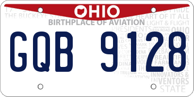 OH license plate GQB9128