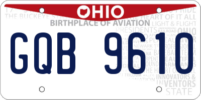 OH license plate GQB9610