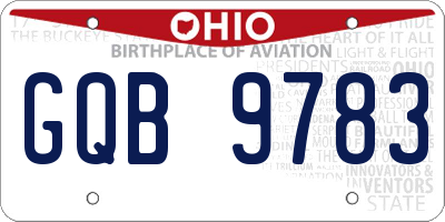 OH license plate GQB9783