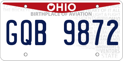 OH license plate GQB9872