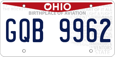 OH license plate GQB9962