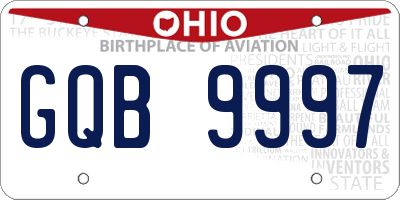 OH license plate GQB9997