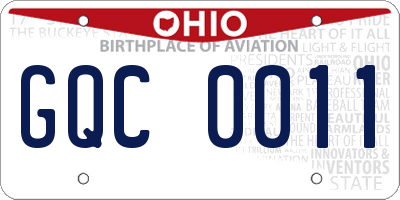 OH license plate GQC0011