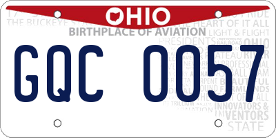 OH license plate GQC0057