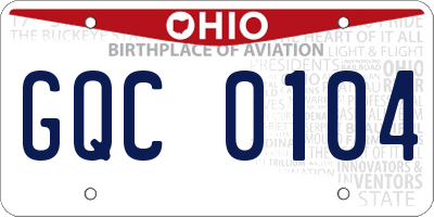 OH license plate GQC0104