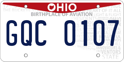 OH license plate GQC0107