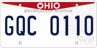 OH license plate GQC0110