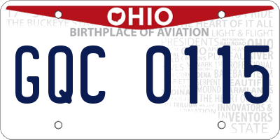 OH license plate GQC0115