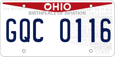 OH license plate GQC0116