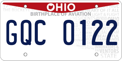 OH license plate GQC0122