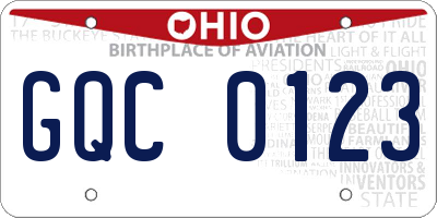 OH license plate GQC0123
