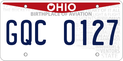 OH license plate GQC0127